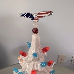 Mini Ceramic Tree Topper - USA Eagle - New
